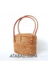 Ata mini tote handbag rattan handmade leather handle